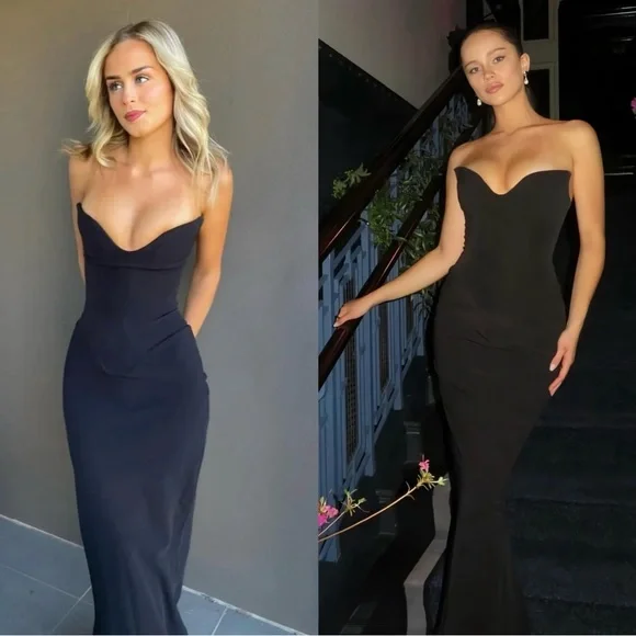 House of CB Sabine Black Crepe strapless corset dress - Picture 11 of 16